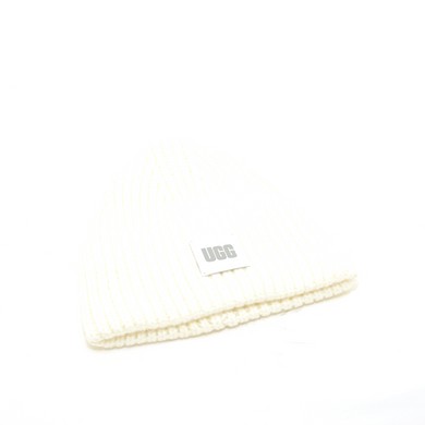 W Chunky Rib Beanie W Logo Crème 